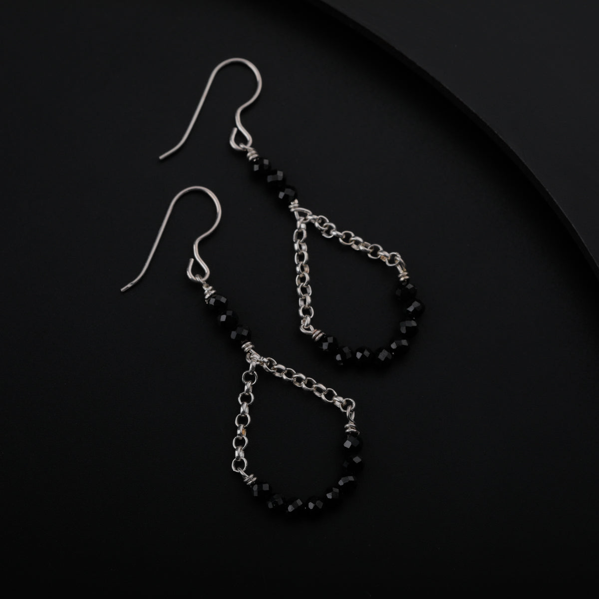 Silver Earring with Black Spinel