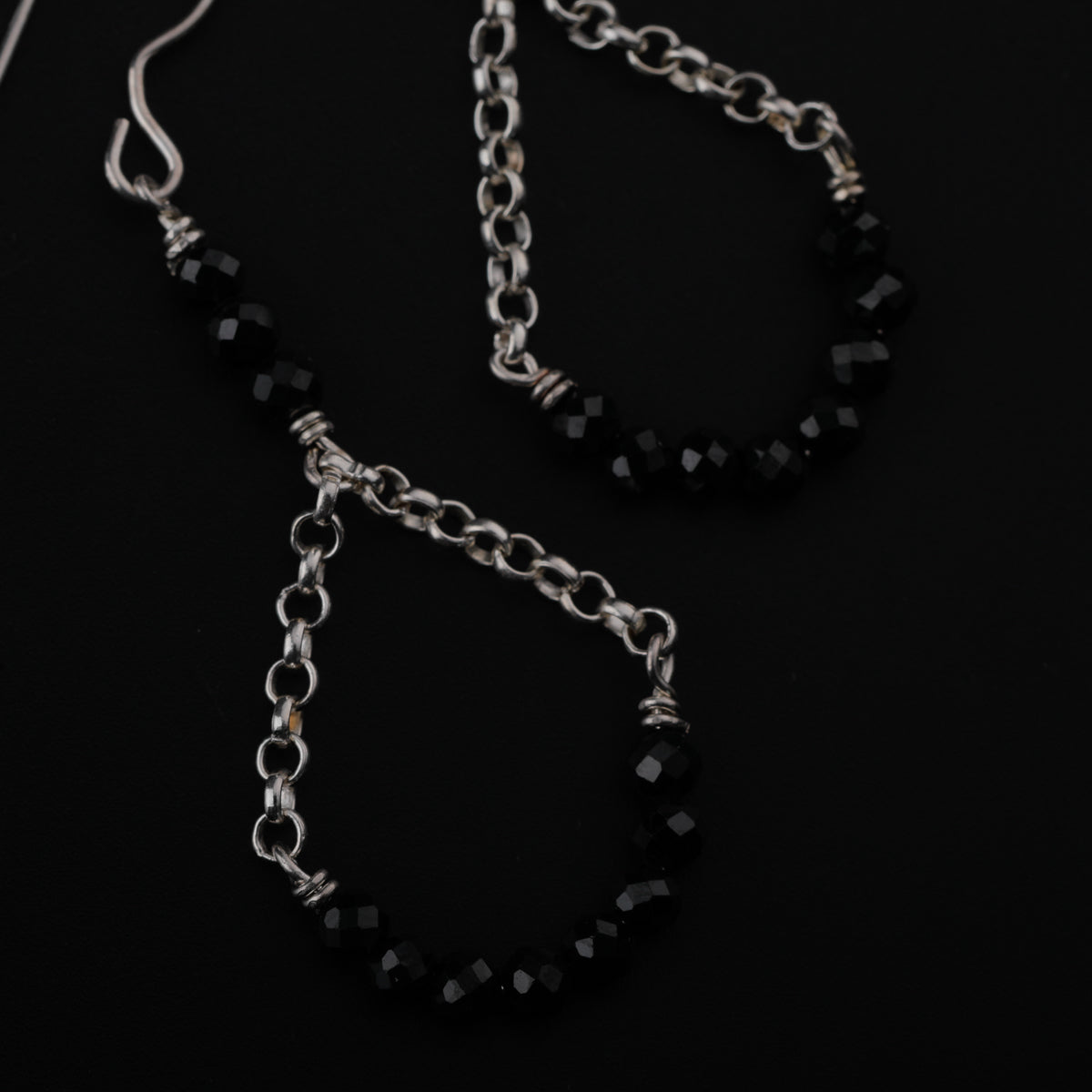 Silver Earring with Black Spinel