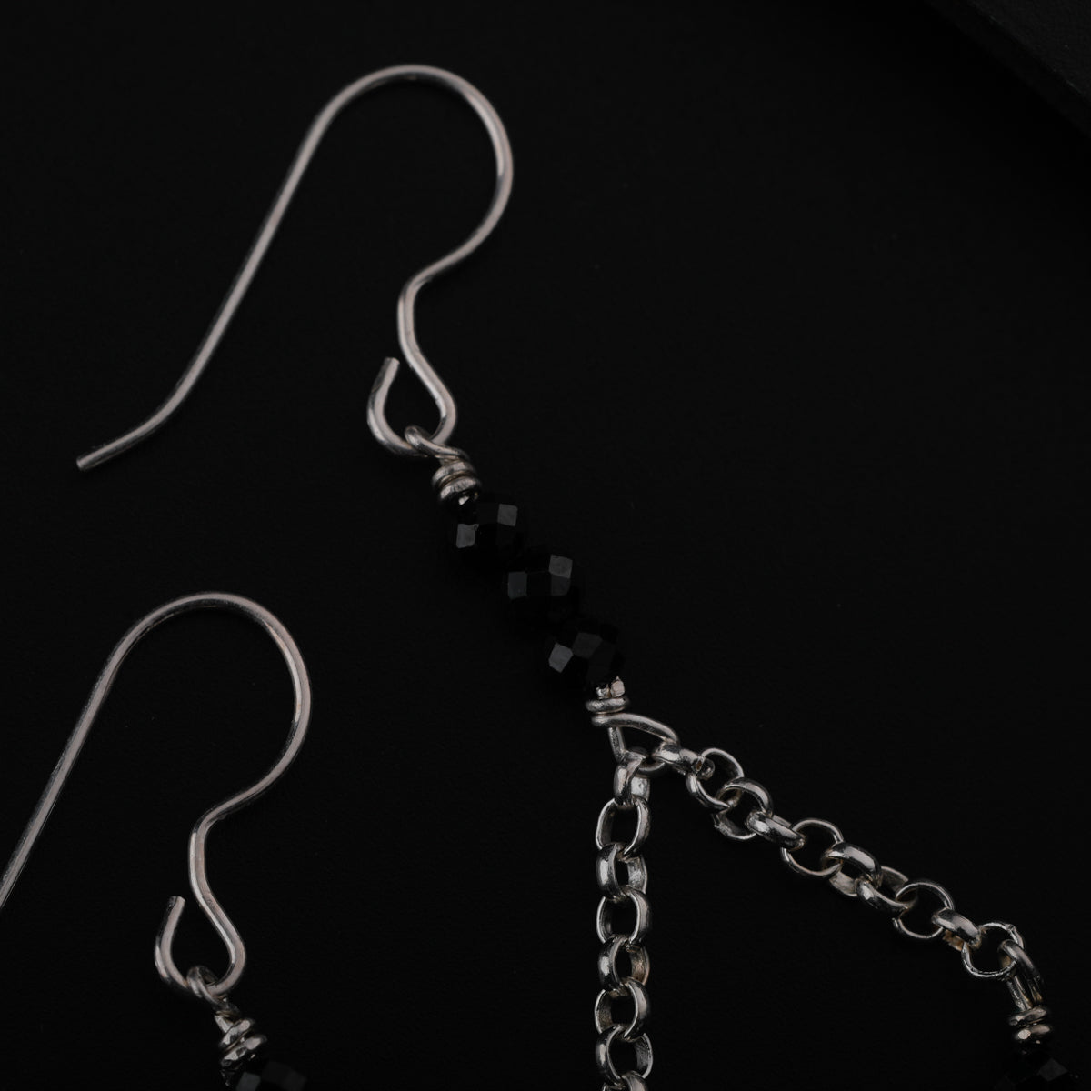 Silver Earring with Black Spinel