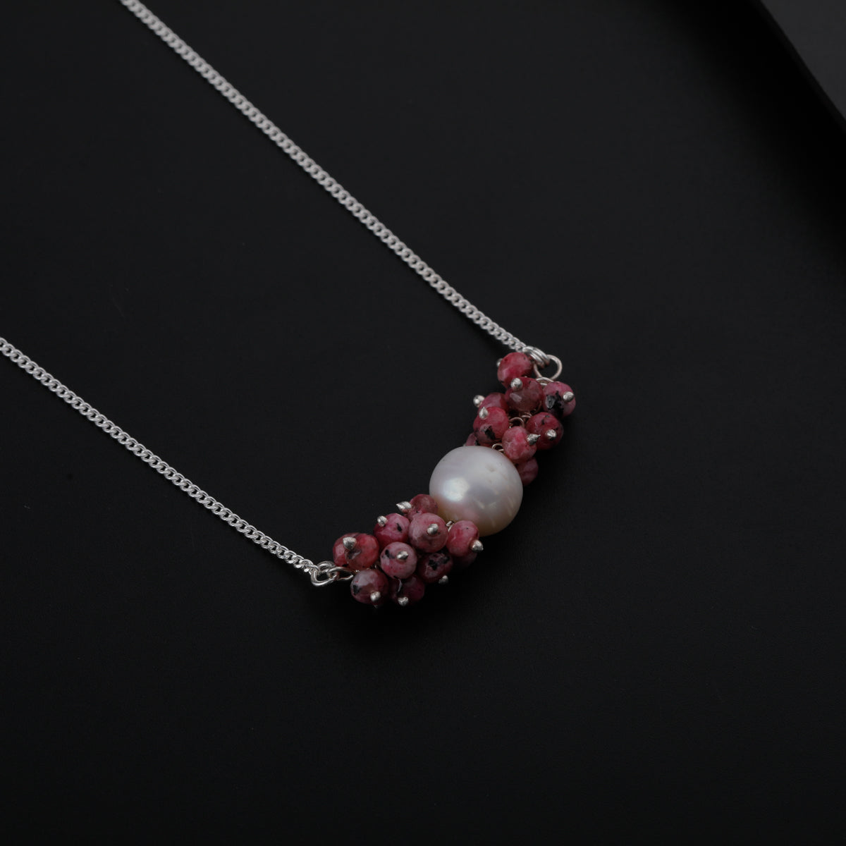 Tourmaline Motif Silver Necklace