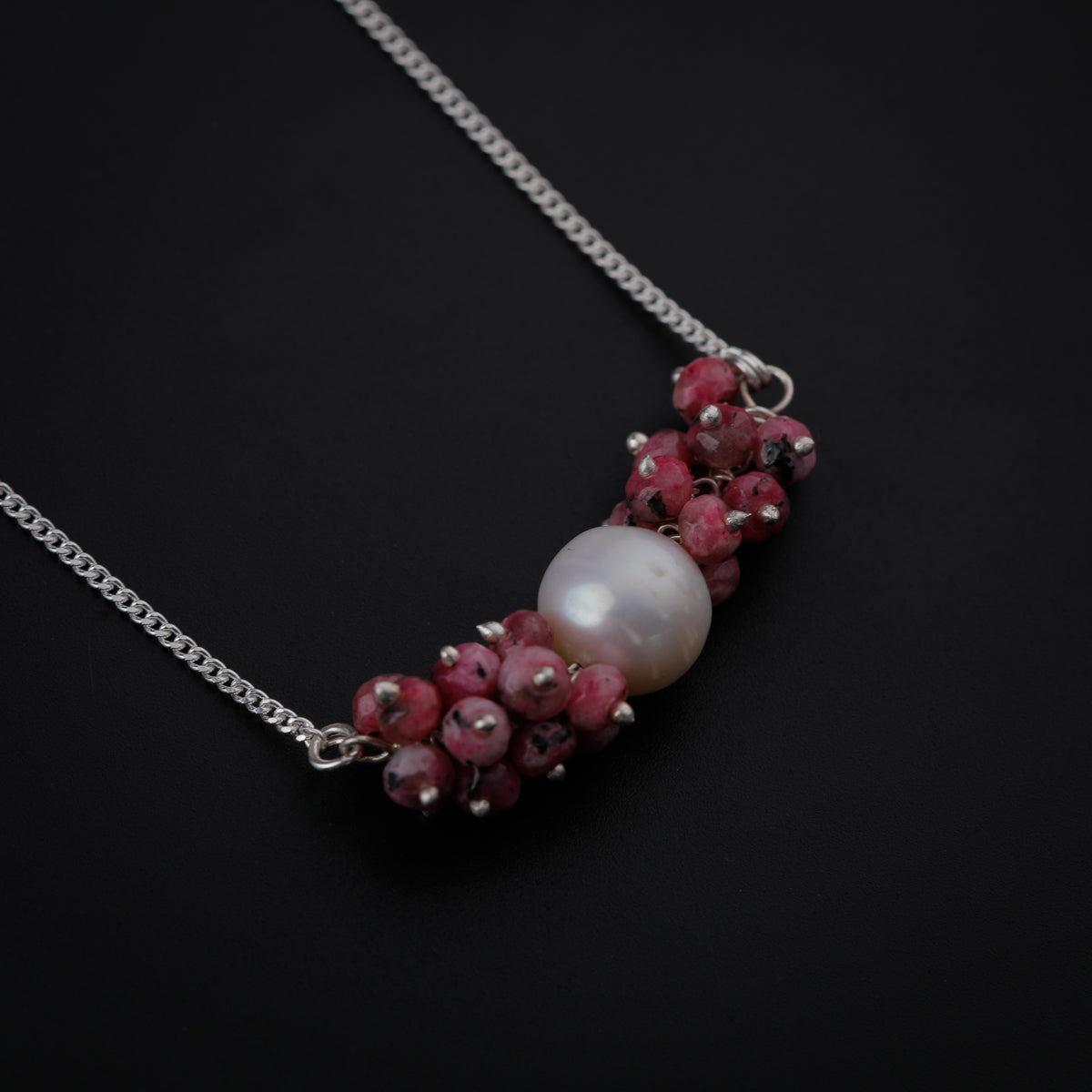 Tourmaline Motif Silver Necklace