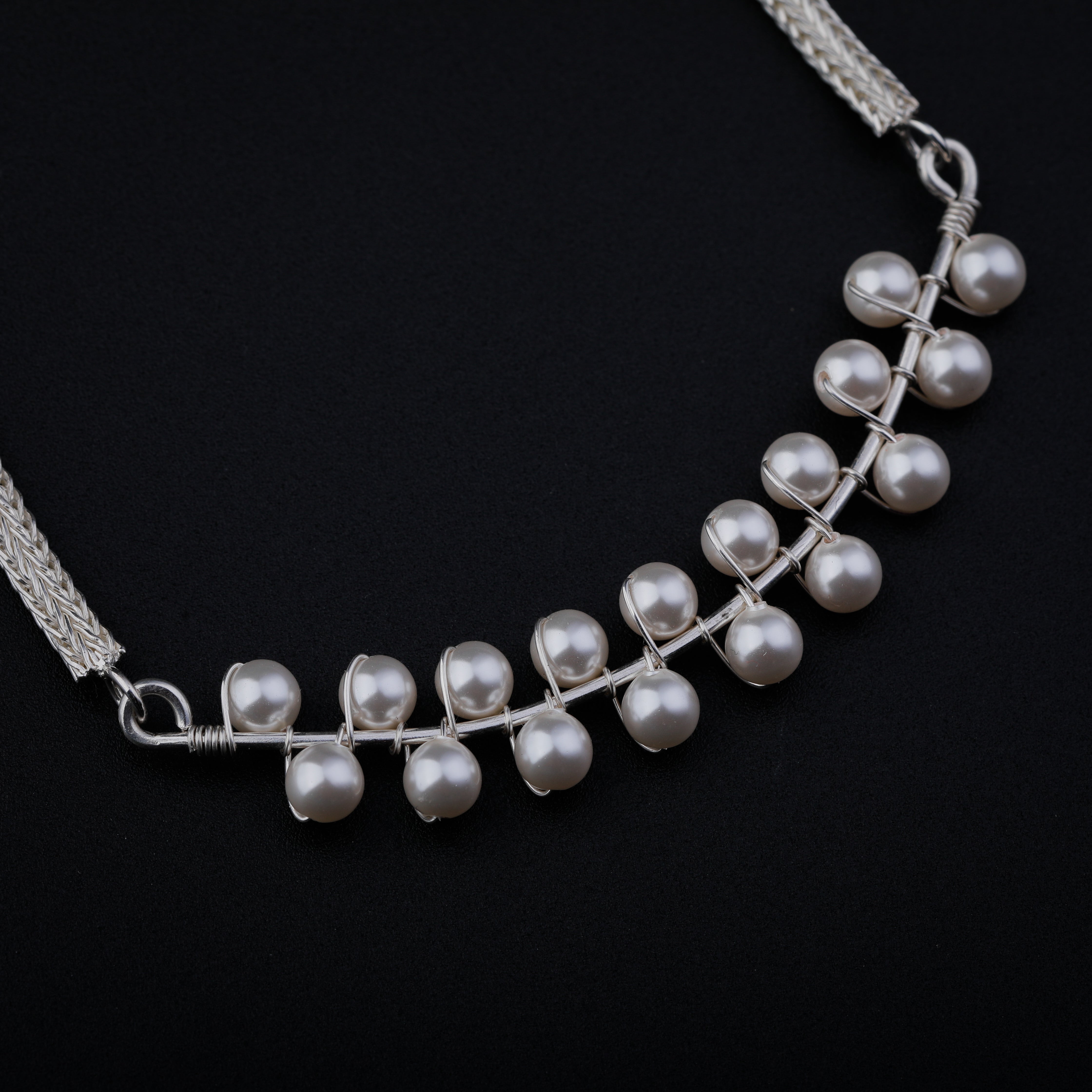 Pearl Beaded Thick Chain Necklace Long