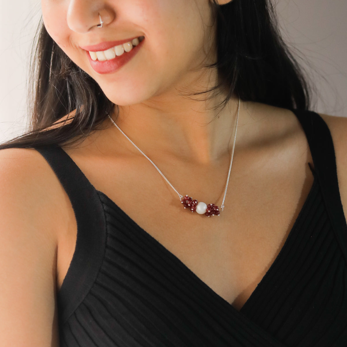 Tourmaline Motif Silver Necklace