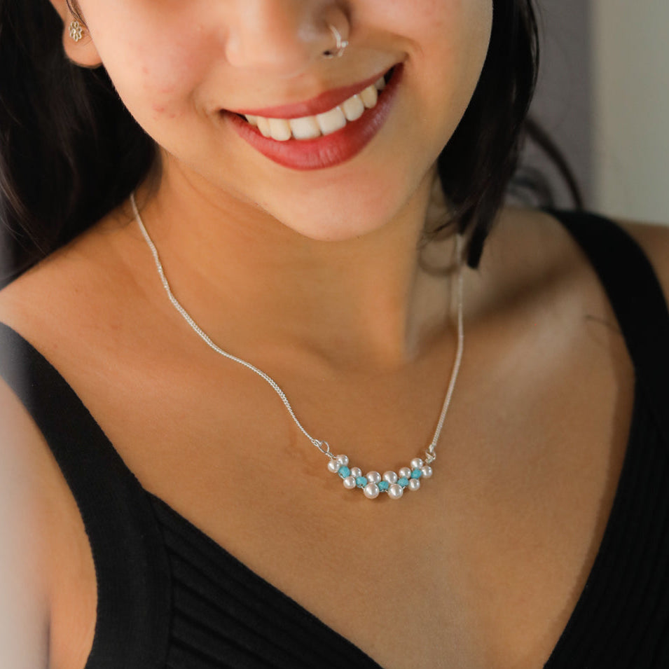 Silver Turquoise and Pearl Necklace
