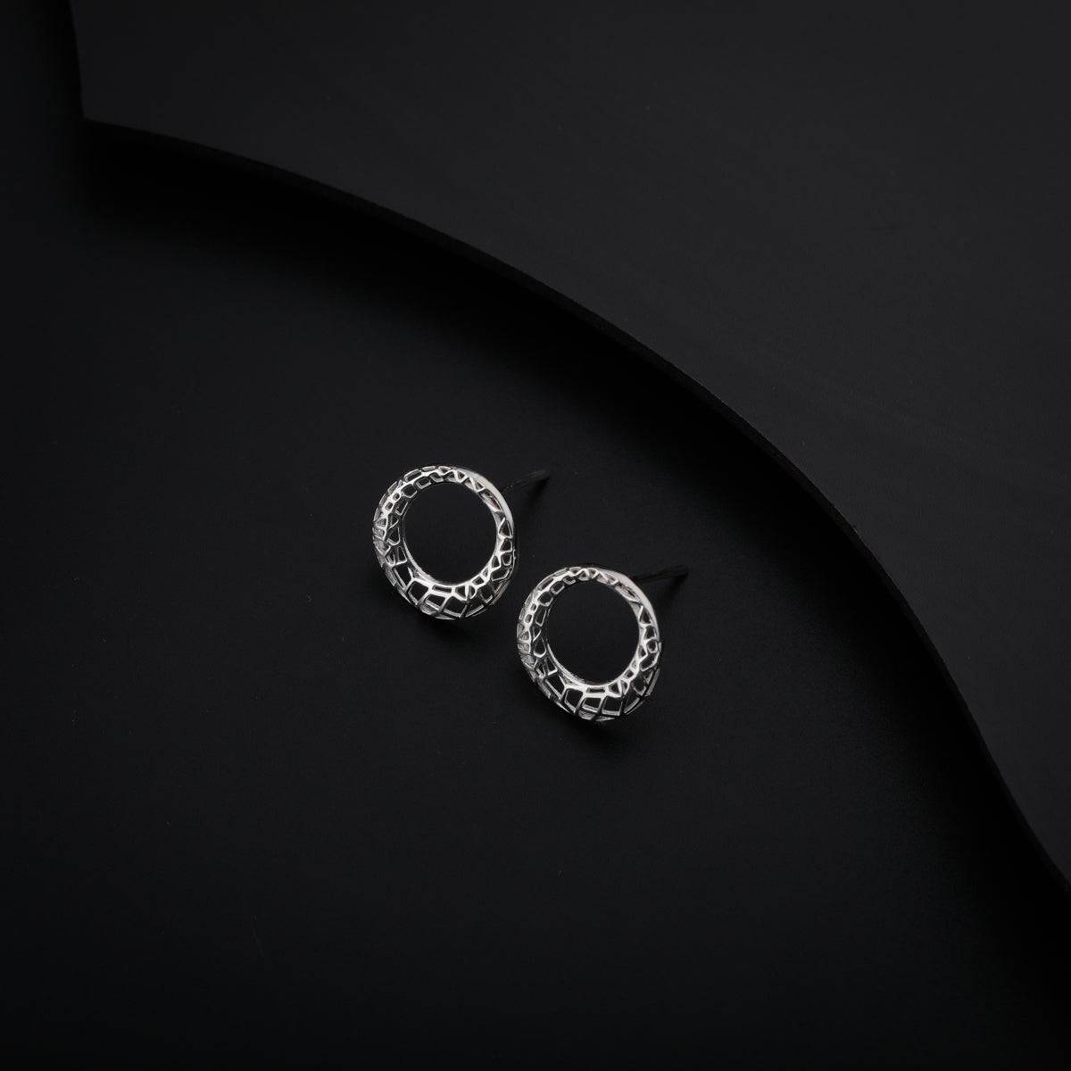 Silver Round Net Earring