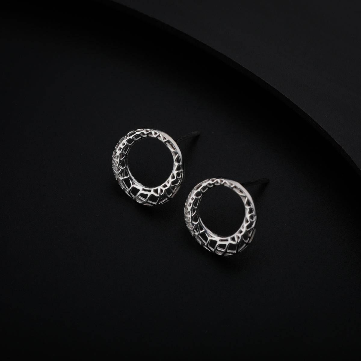 Silver Round Net Earring