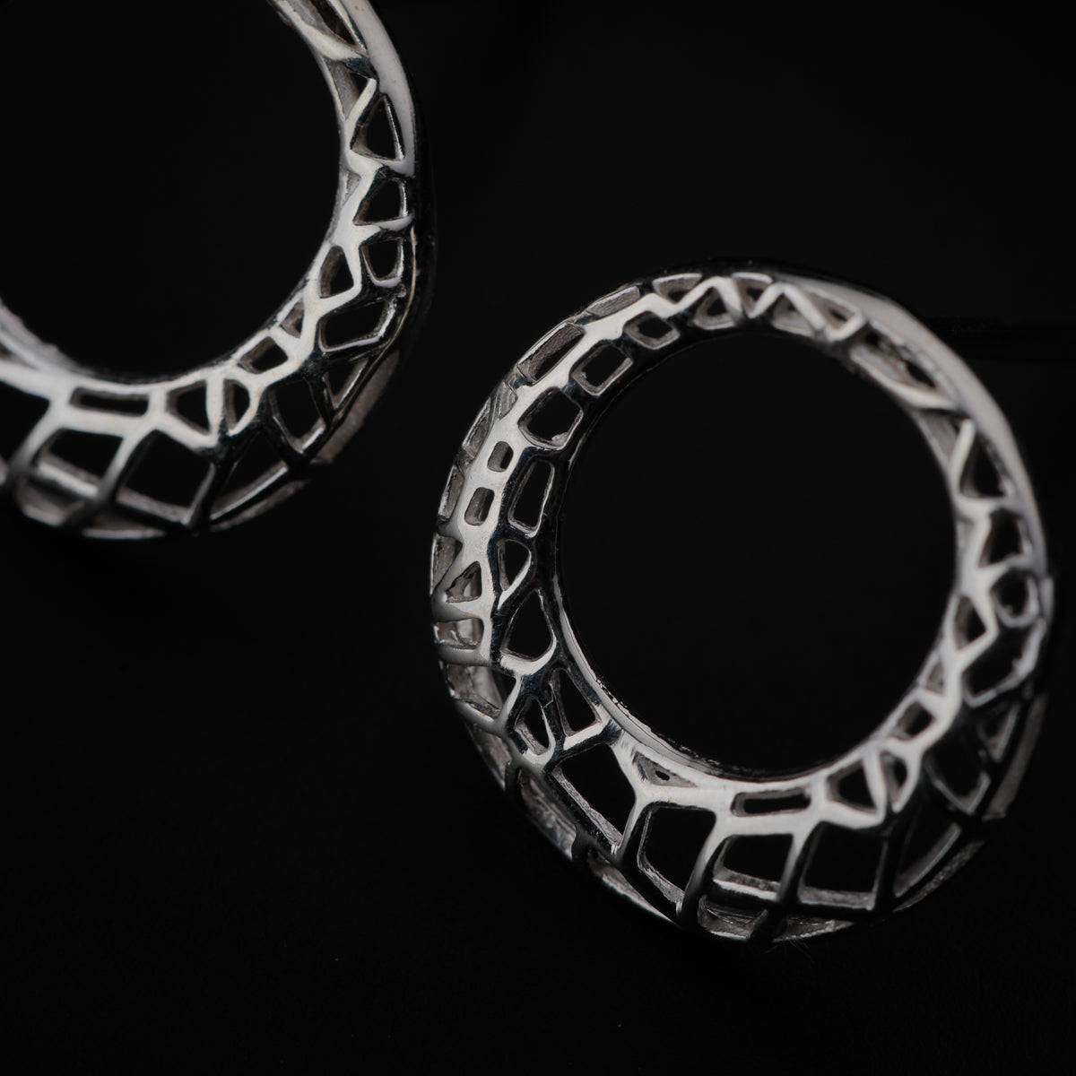 Silver Round Net Earring