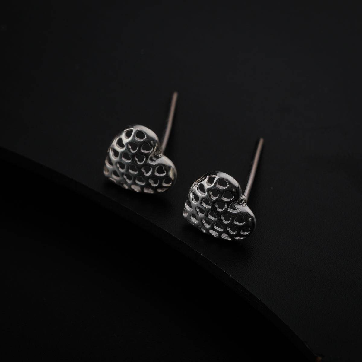 Silver Heart Studs