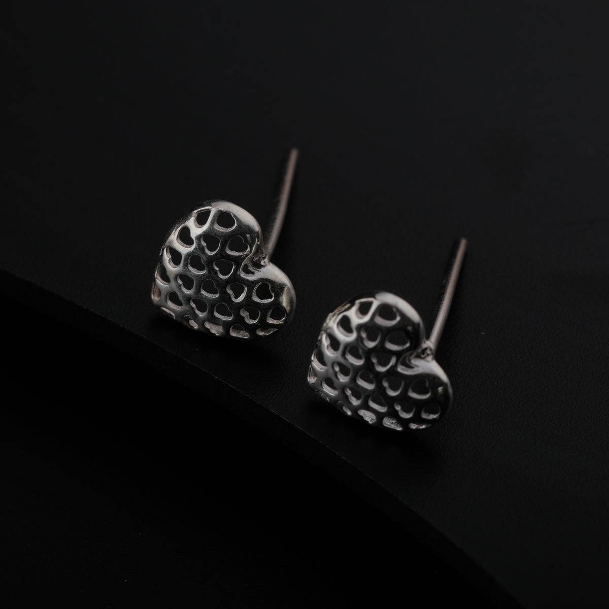 Silver Heart Studs