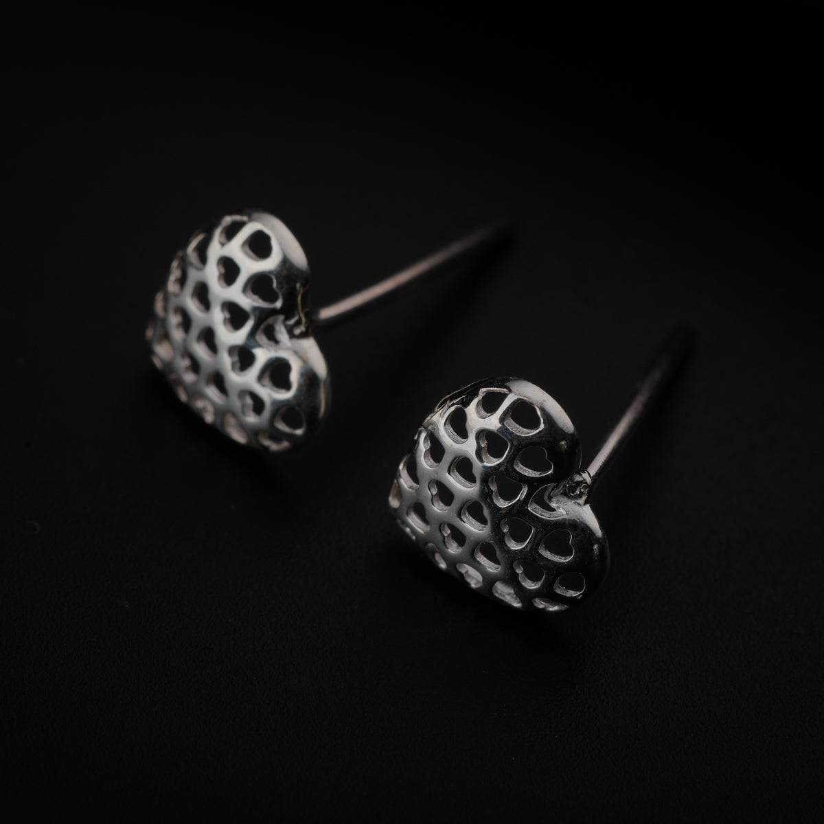 Silver Heart Studs