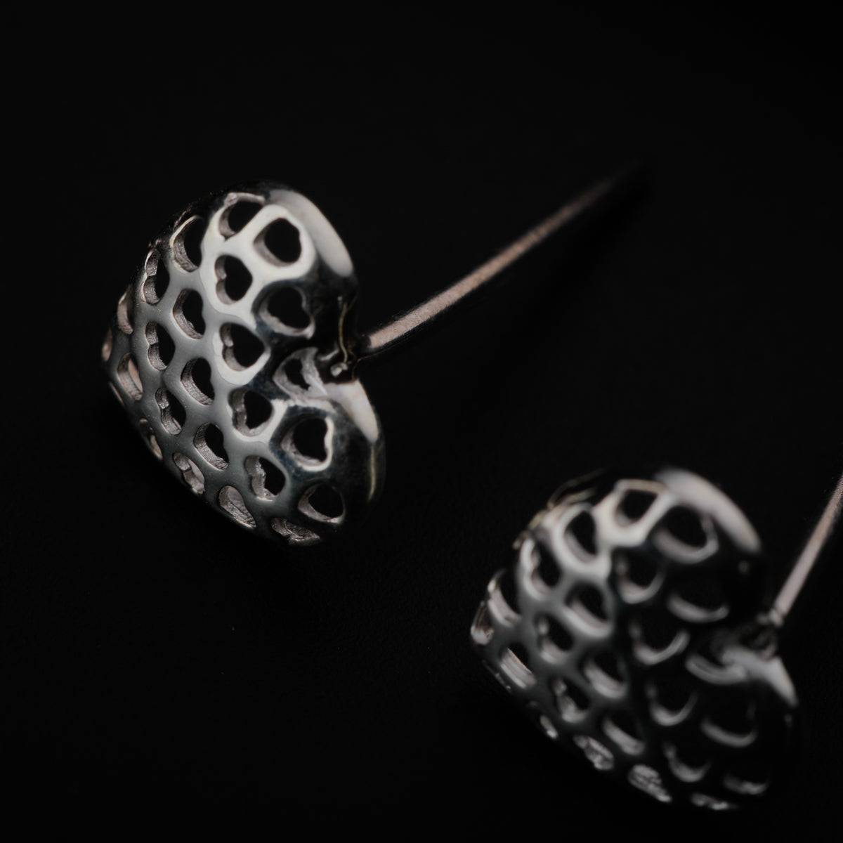 Silver Heart Studs