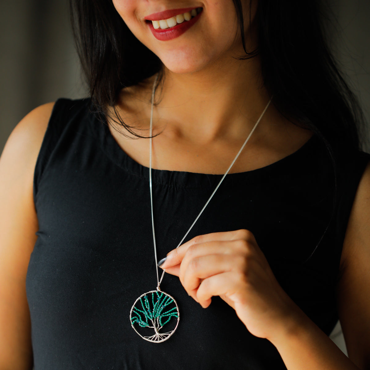 Green Onyx Tree of Life Necklace