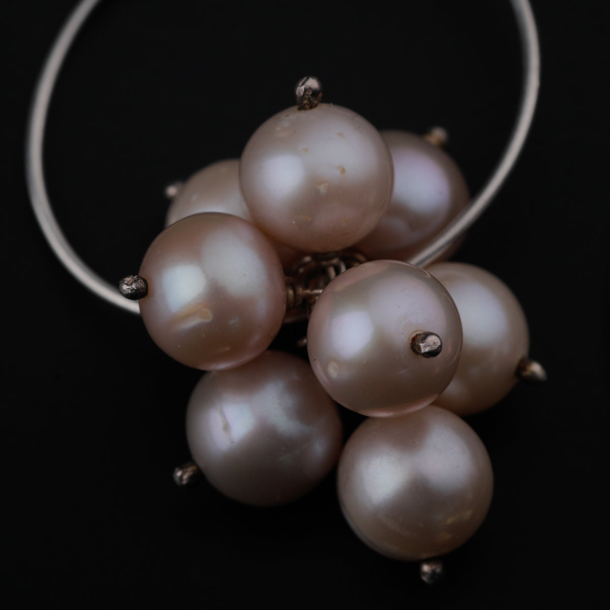 Pearl Bunch Silver Hoops