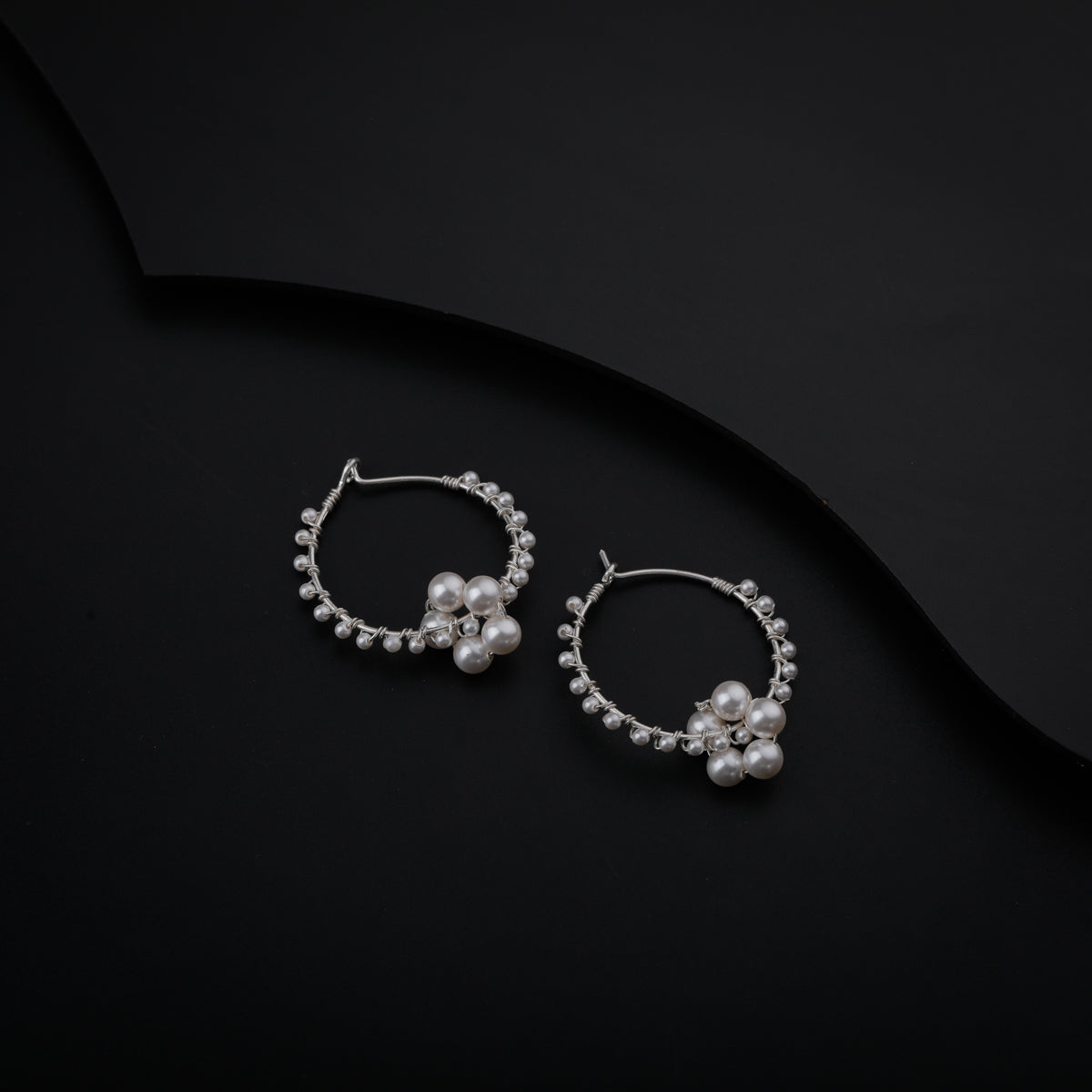 Silver Pearl Hoop Earring