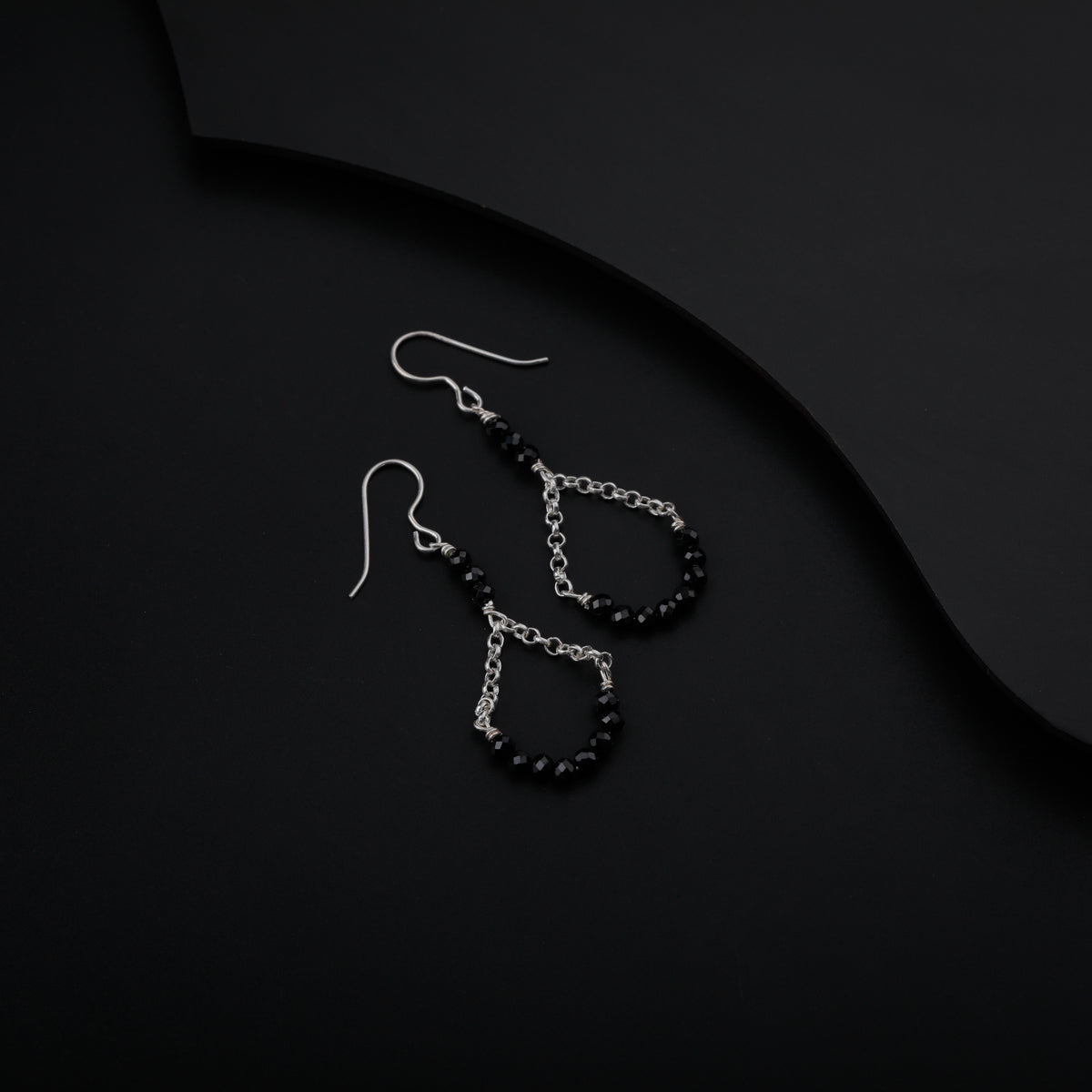 Silver Earring with Black Spinel