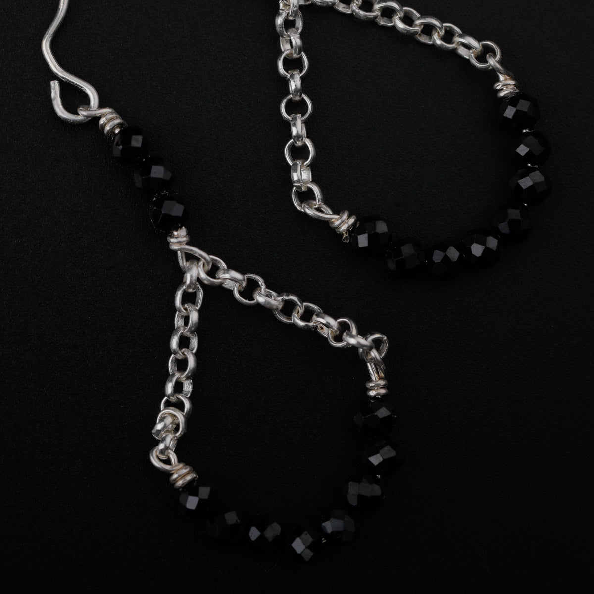 Silver Earring with Black Spinel