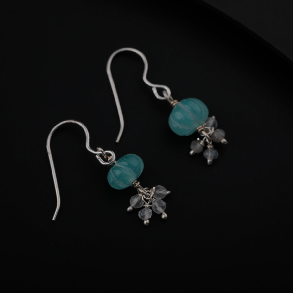 Jade and Crystals Silver Earring