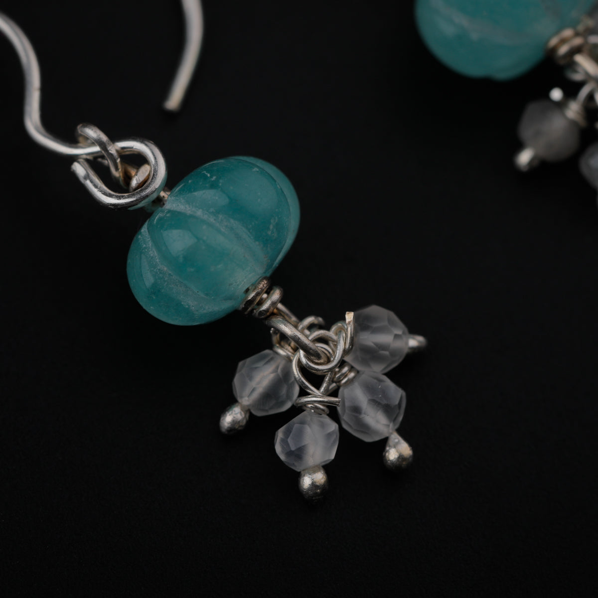 Jade and Crystals Silver Earring