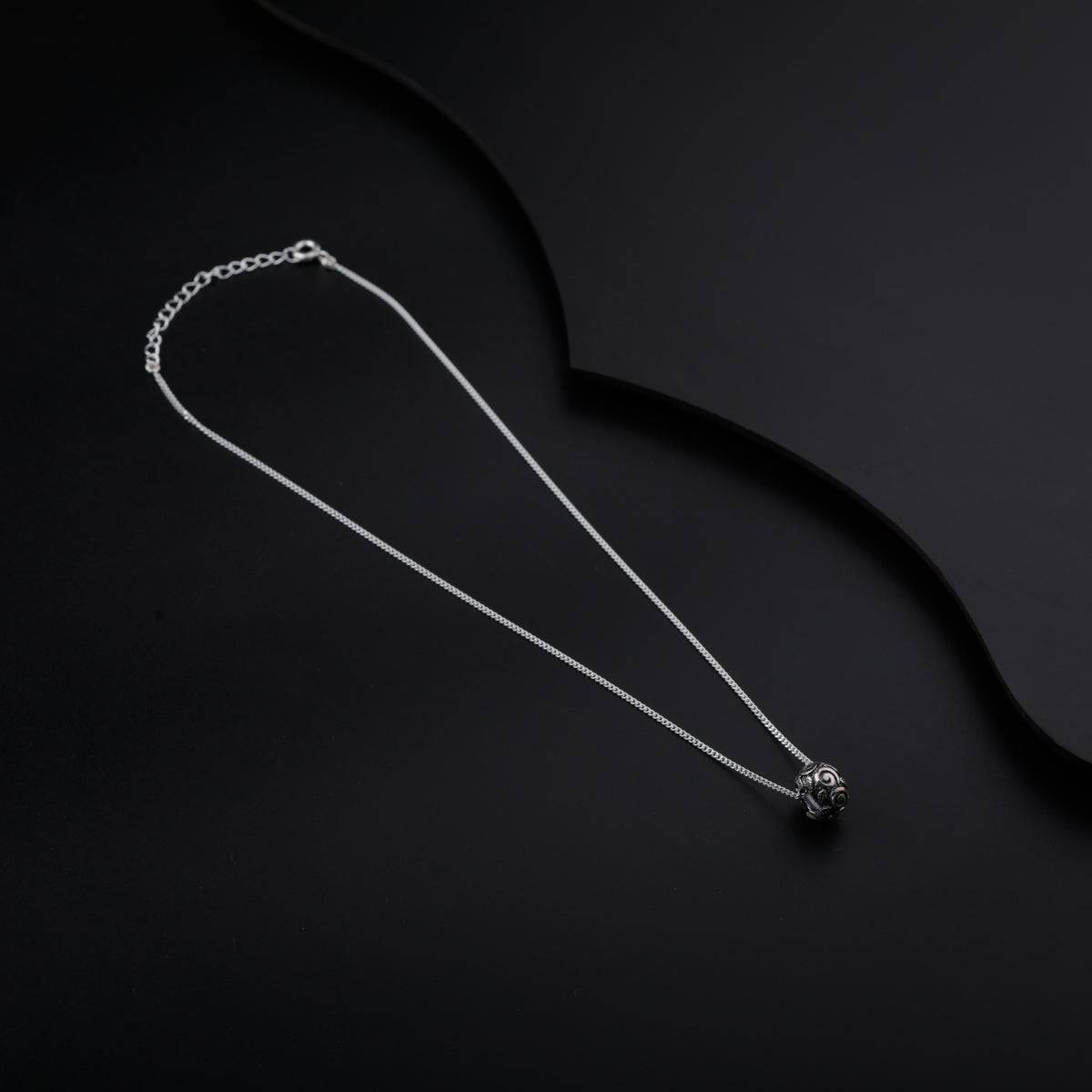 Silver Oxidized Bead Necklace