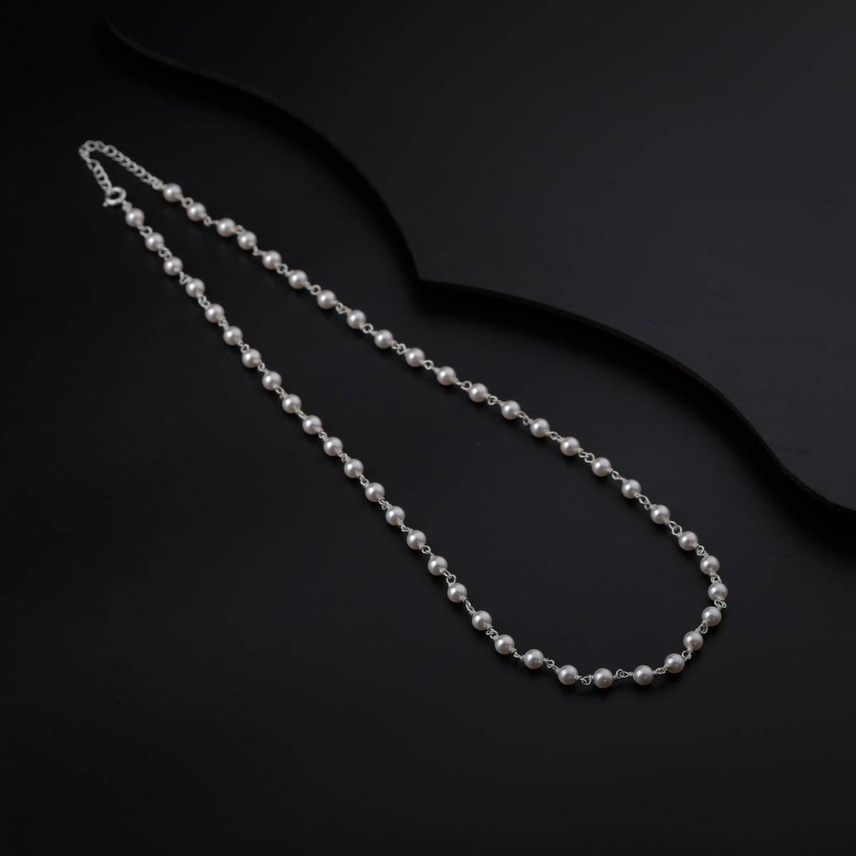 Pearls Silver Chain Necklace