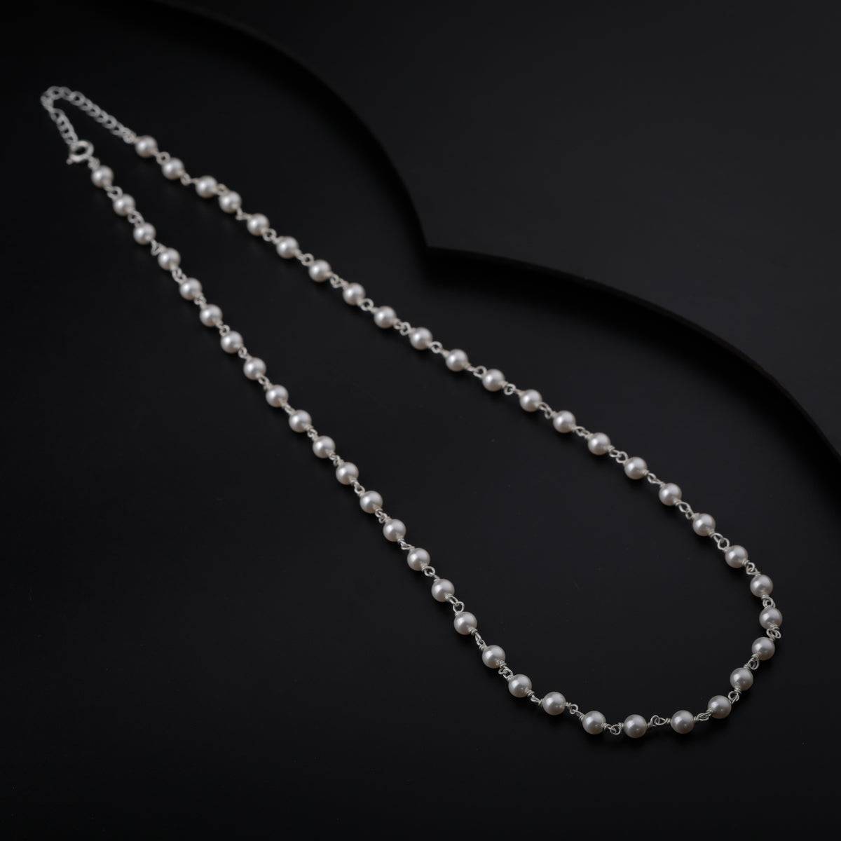 Pearls Silver Chain Necklace