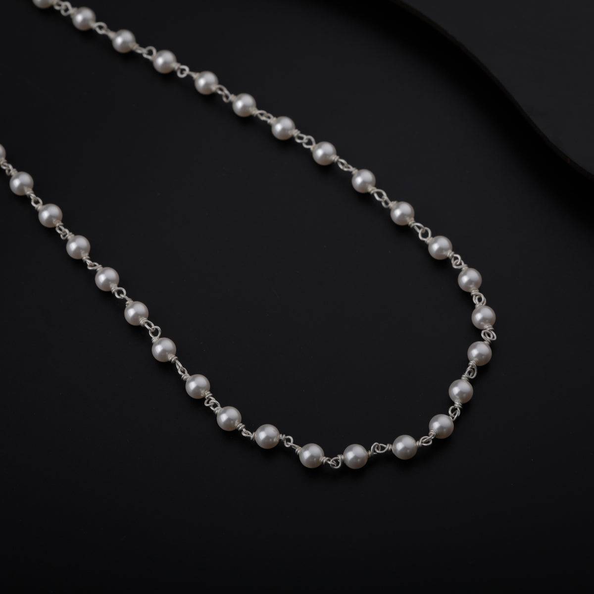 Pearls Silver Chain Necklace