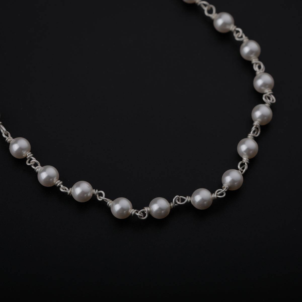 Pearls Silver Chain Necklace