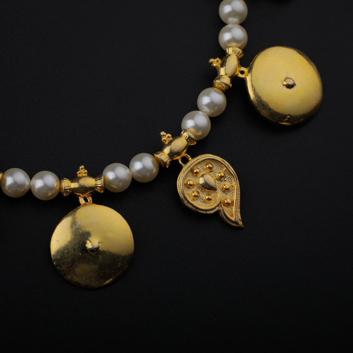 Gold Plated Silver Pearl Necklace with वाडगा (Vadagaa) फल (Fal) बेरी (Berry)Motif