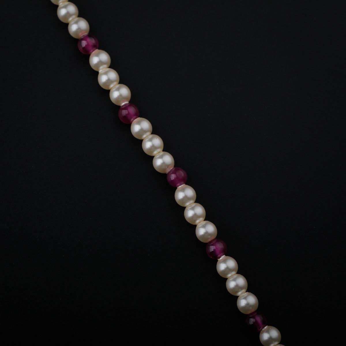 Gold Plated Silver Ruby and Pearl Necklace with वांगे (Vaange) Motif