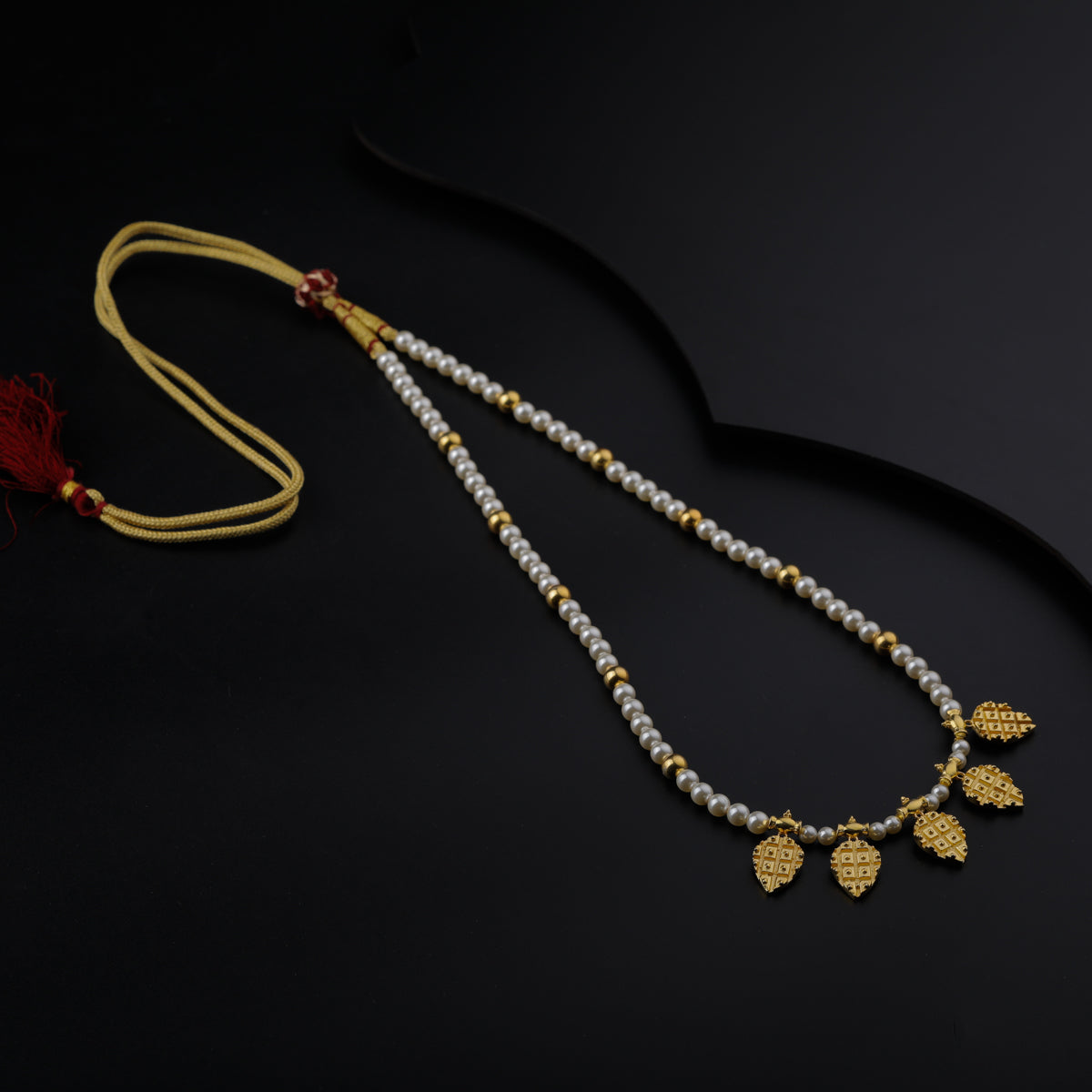 Gold Plated Silver Pearl Necklace with अननस (Ananas) Motif