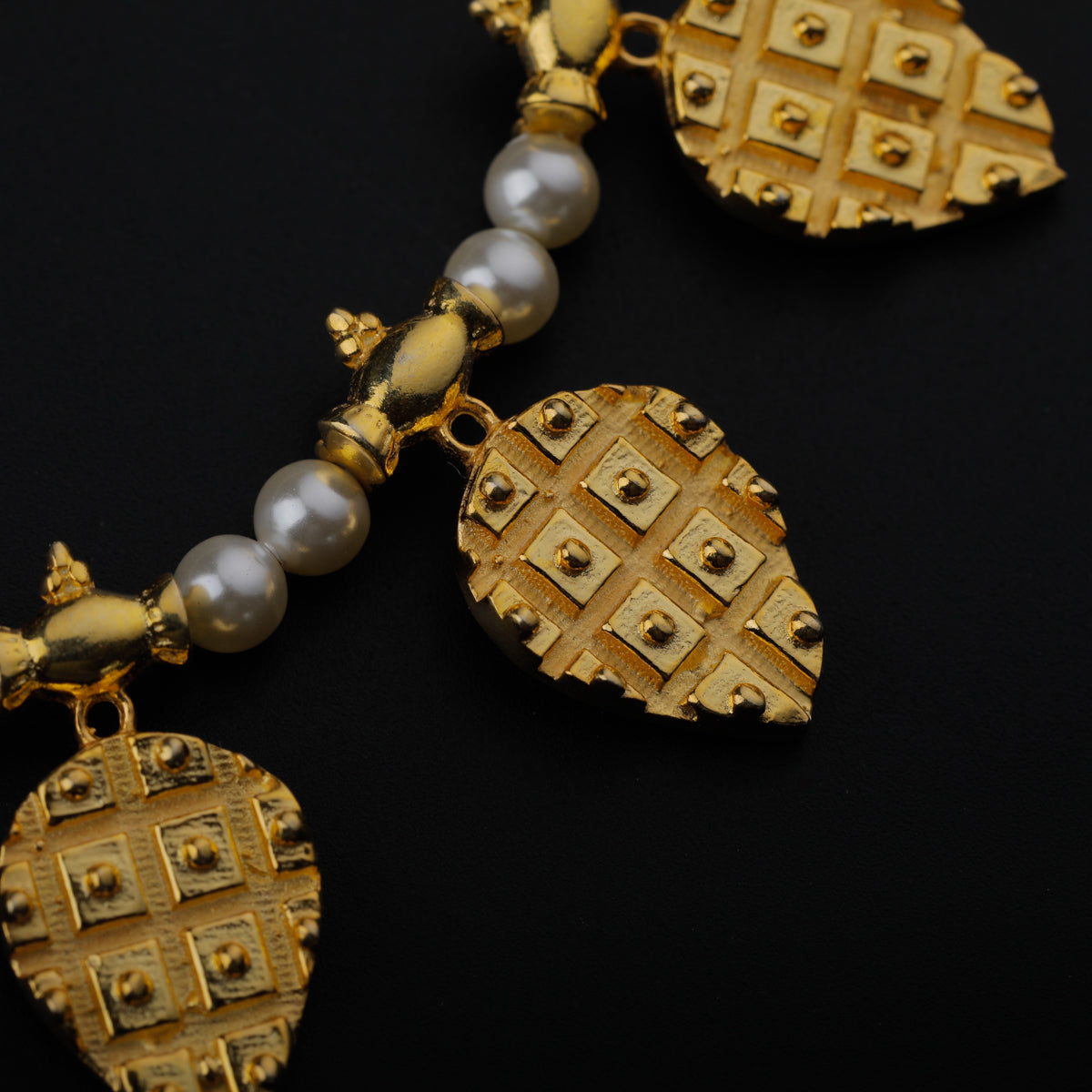 Gold Plated Silver Pearl Necklace with अननस (Ananas) Motif