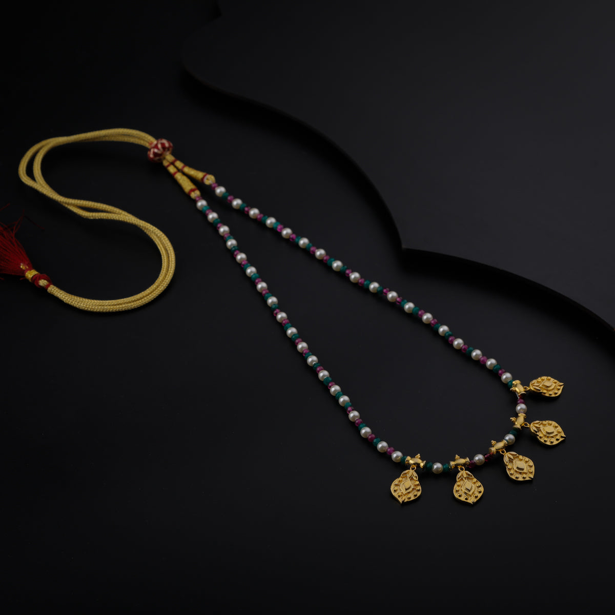 Gold Plated Silver Multicolor Necklace with Kamal Kali Motif