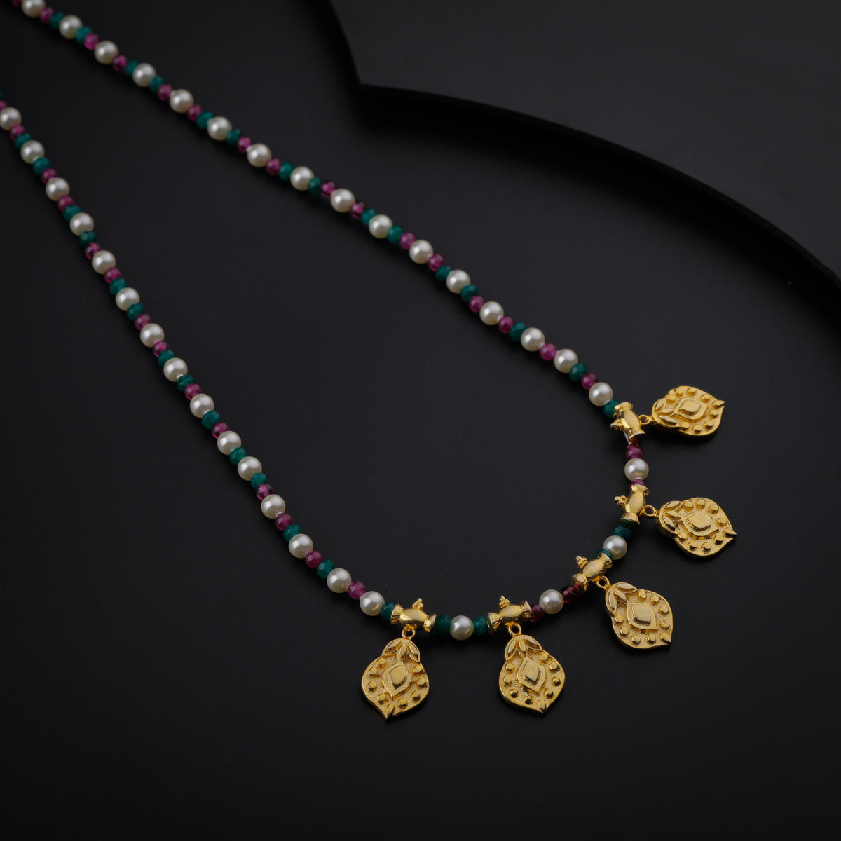 Gold Plated Silver Multicolor Necklace with Kamal Kali Motif