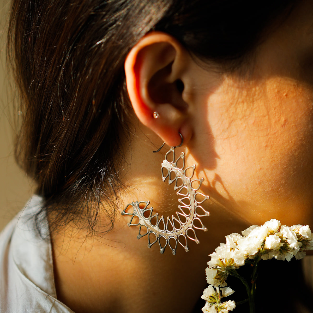 Ranphool (Wildflower) Hammered Earring