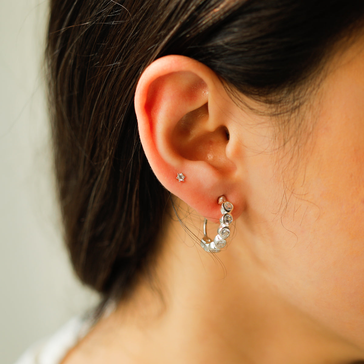 Silver Zircon Hoops