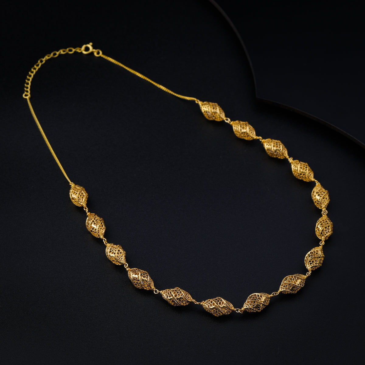 Silver Twisted Filigree Bead Necklace (Gold Plated)