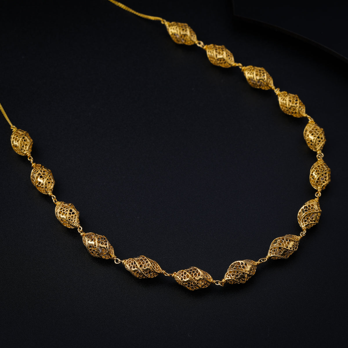 Silver Twisted Filigree Bead Necklace (Gold Plated)