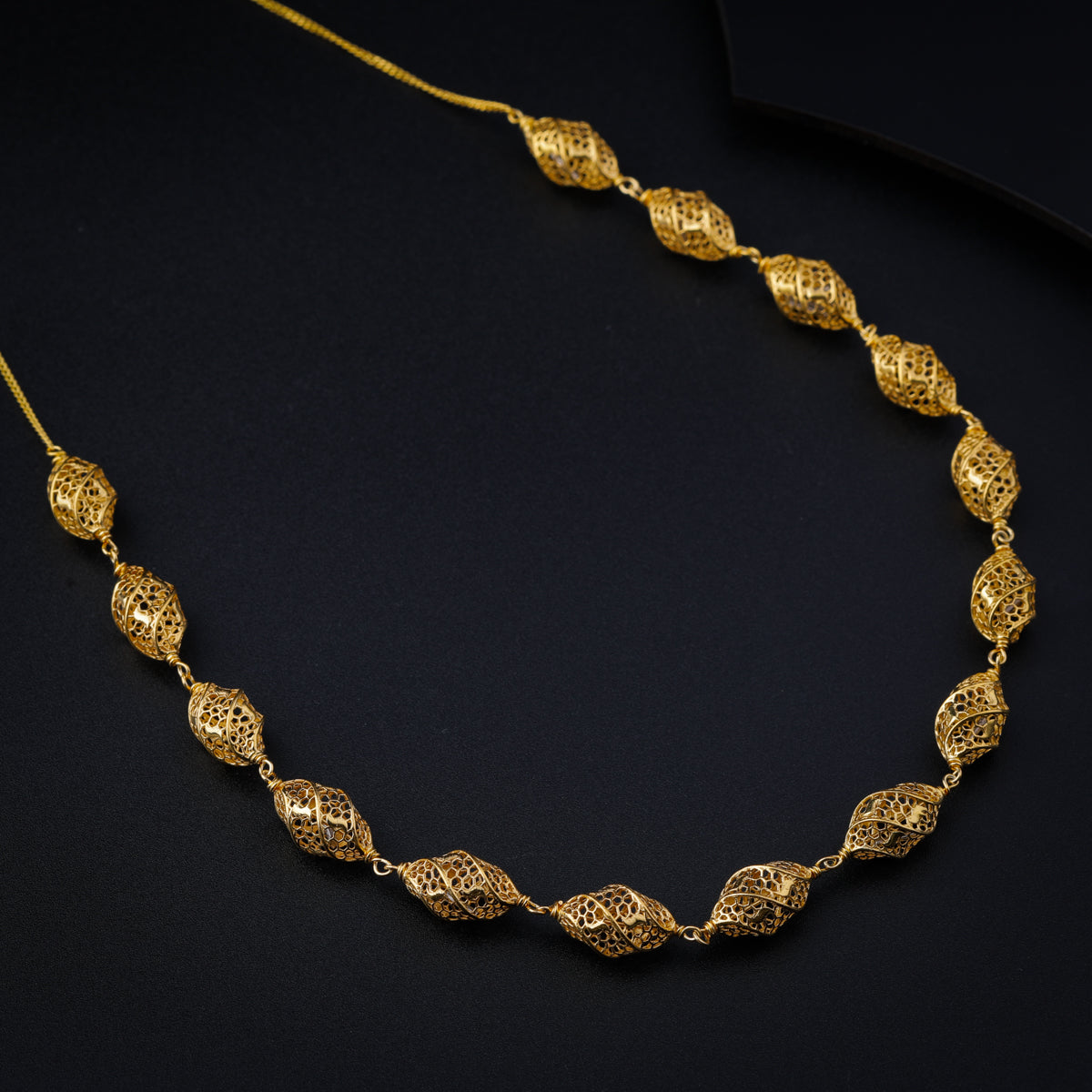 Silver Twisted Filigree Bead Necklace (Gold Plated)