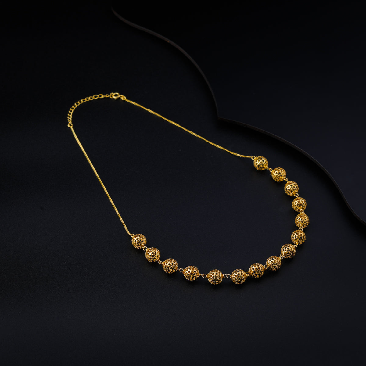 Silver Filigree Bead Necklace (Gold Plated)