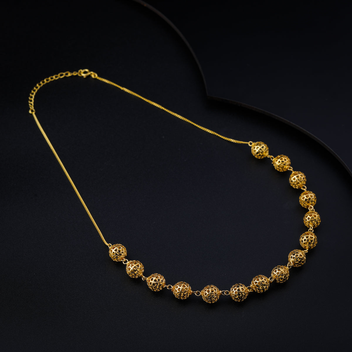 Silver Filigree Bead Necklace (Gold Plated)