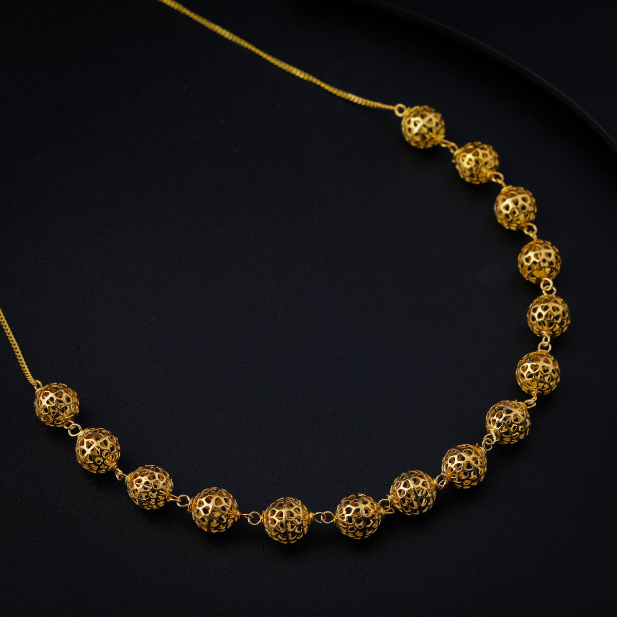 Silver Filigree Bead Necklace (Gold Plated)