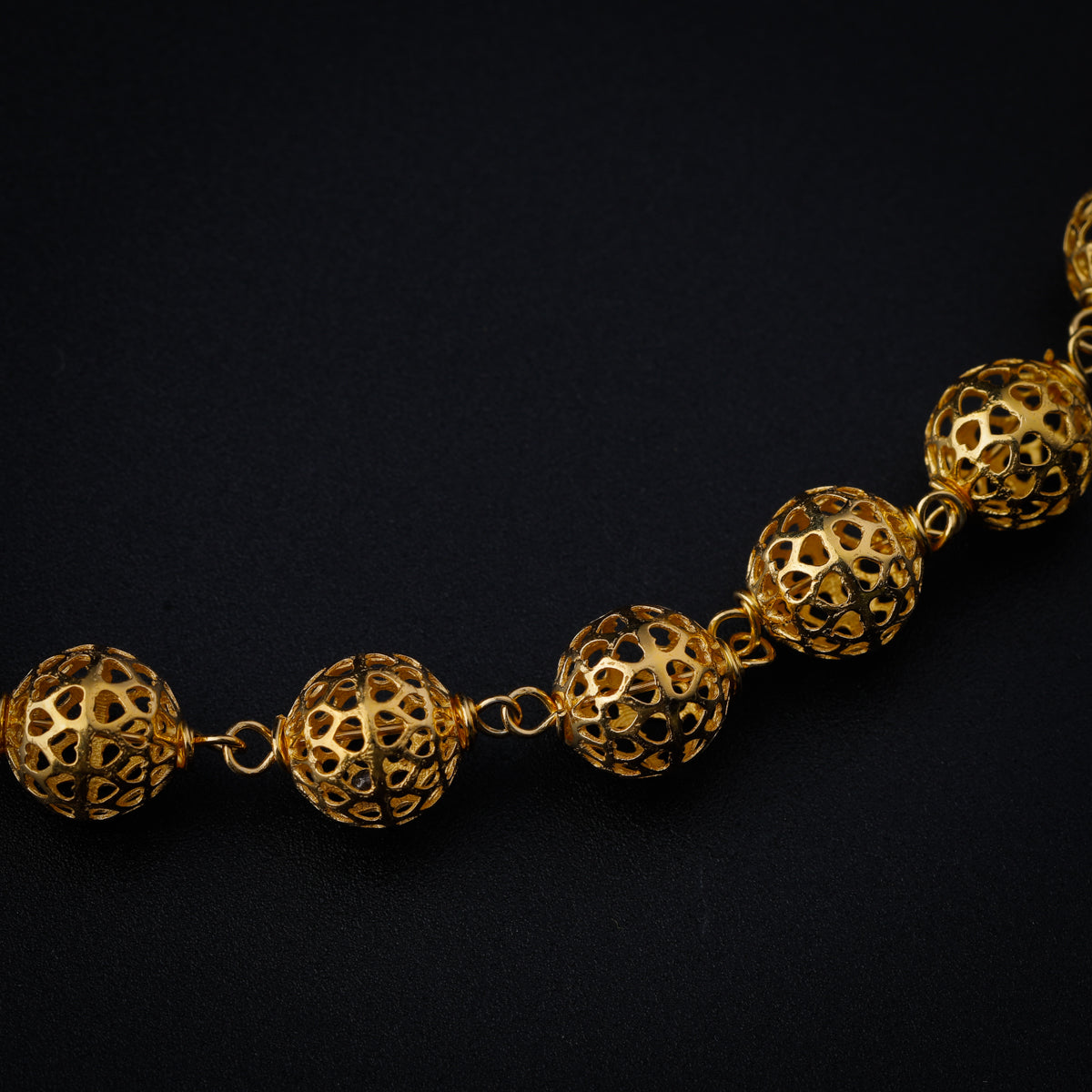 Silver Filigree Bead Necklace (Gold Plated)