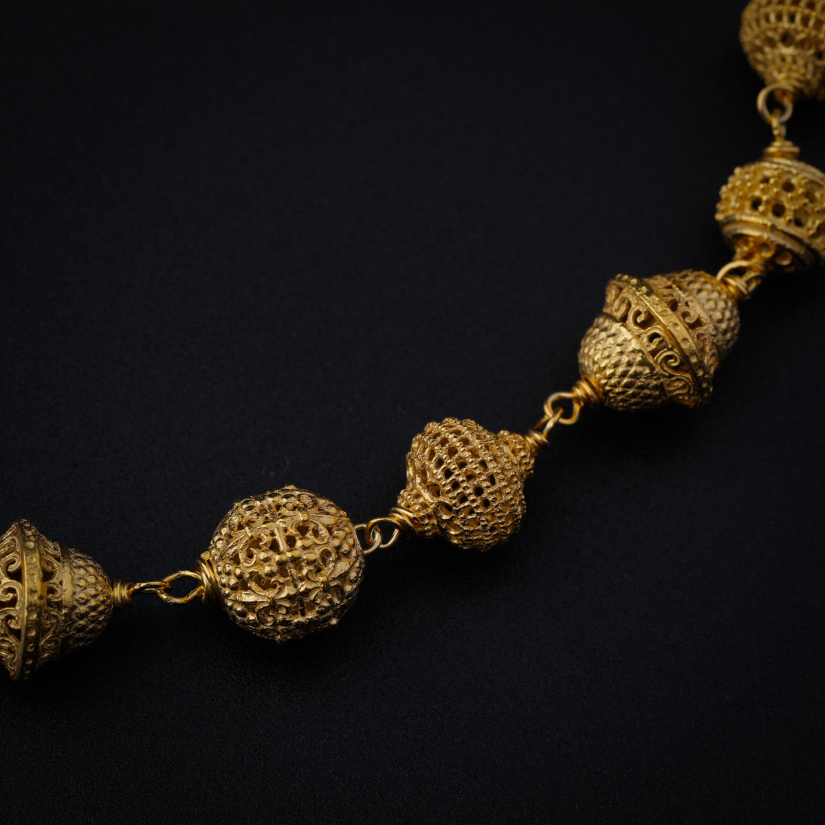 Silver Filigree Bead Necklace (Gold Plated)