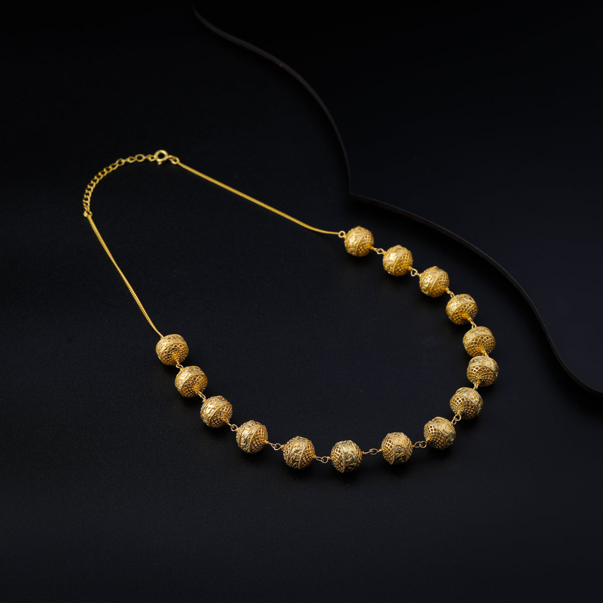 Silver Filigree Bead Necklace (Gold Plated)