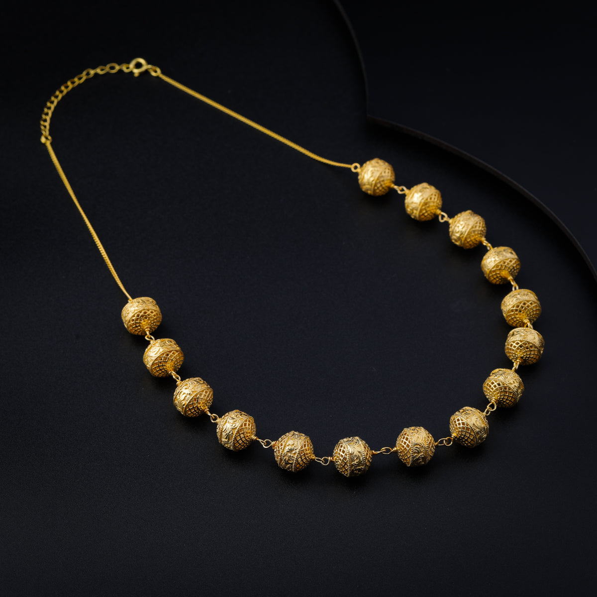 Silver Filigree Bead Necklace (Gold Plated)