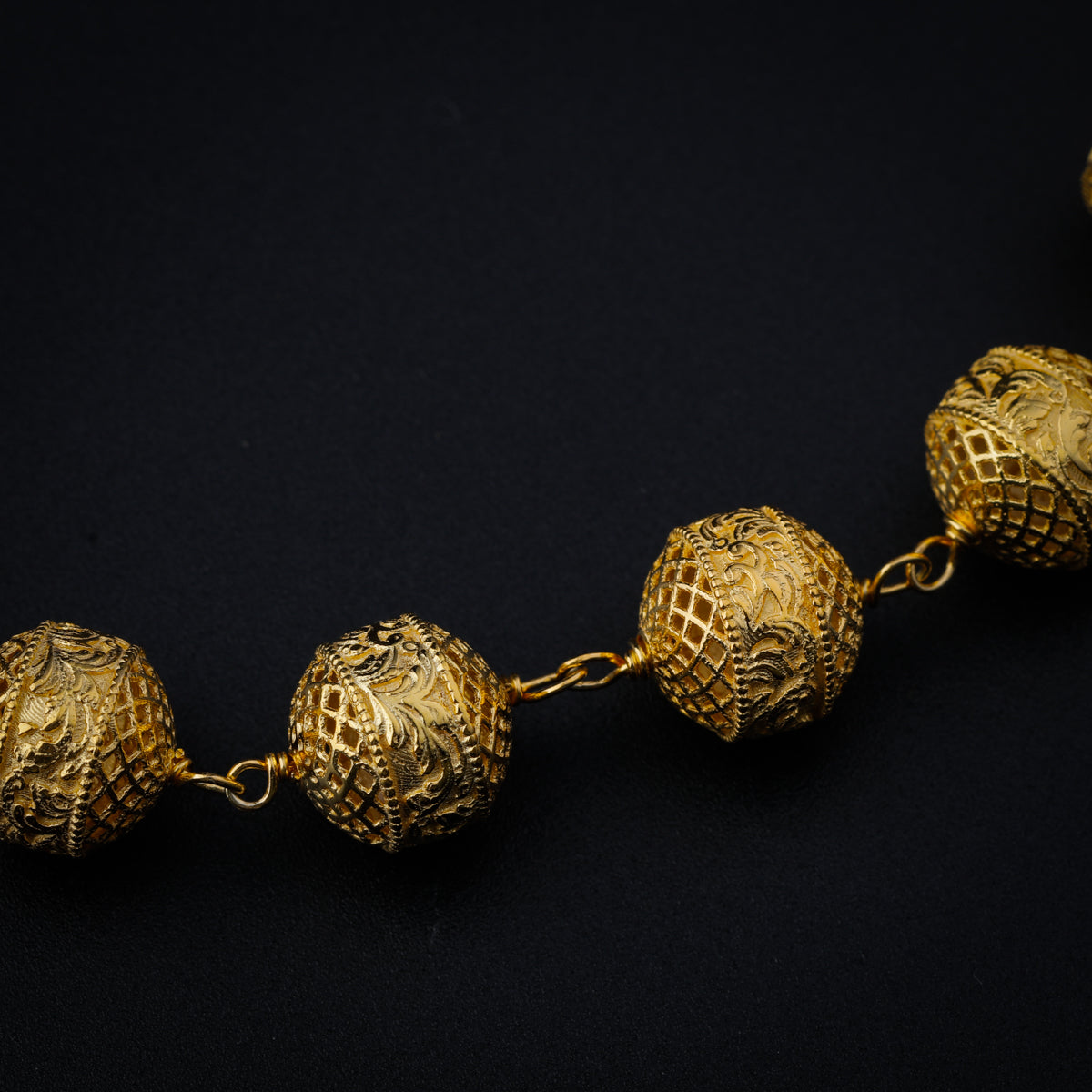 Silver Filigree Bead Necklace (Gold Plated)