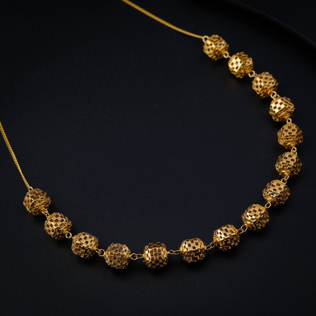 Silver Filigree Bead Necklace (Gold Plated)