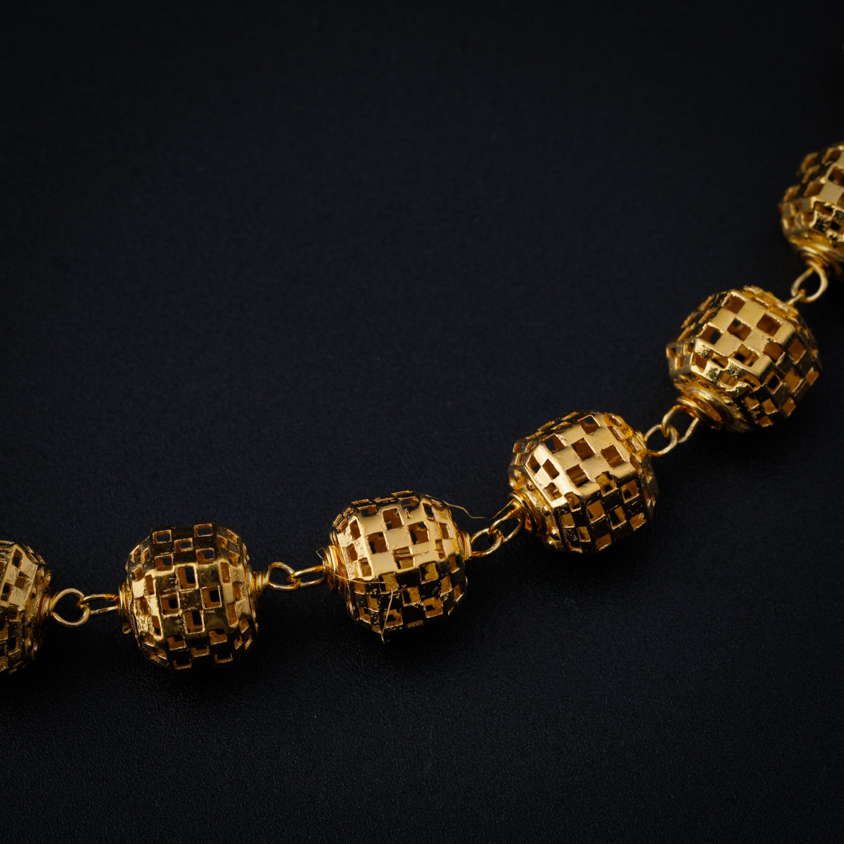 Silver Filigree Bead Necklace (Gold Plated)