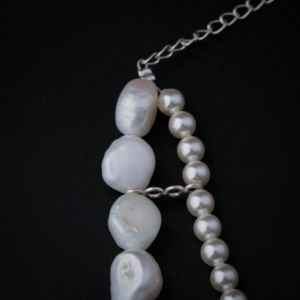 Layered Pearl Necklace with Baroque and Round Pearls