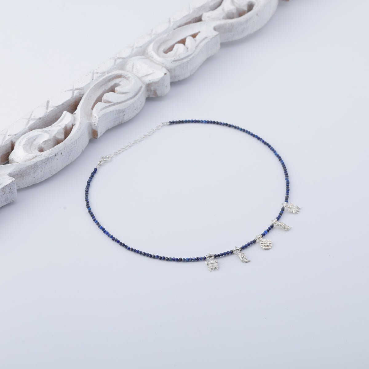 Mini Saaj Motifs Necklace with Lapis Lazuli